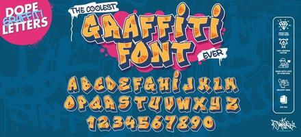 modern graffiti kunst alfabet. vector doopvont graffiti alfabet, koel decoratief typografie brieven. ten volle aanpasbare kleuren