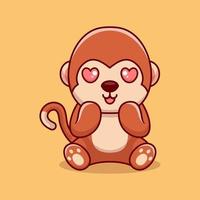 vector aap zittend geschokt schattig creatief kawaii tekenfilm mascotte
