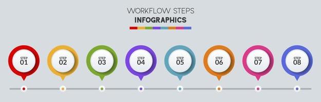 infographics ontwerp sjabloon en pictogrammen met 8 opties of 8 stappen vector
