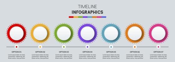 infographics ontwerp sjabloon en pictogrammen met 7 opties of 7 stappen vector