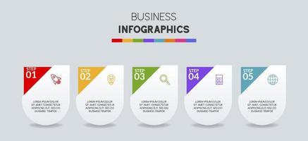 infographics ontwerp sjabloon en pictogrammen met 5 opties of 5 stappen vector