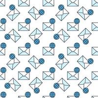 aarde wereldbol en envelop vector e-mail gekleurde naadloos patroon