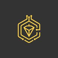 blockchain technologie - logo sjabloon concept vector illustratie. digitaal crypto valuta creatief icoon.