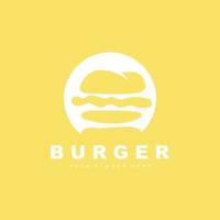 hamburger logo, snel voedsel ontwerp, brood en groenten vector, snel voedsel restaurant merk icoon illustratie vector