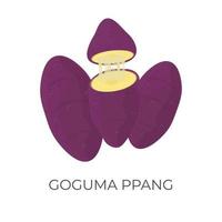 illustratie logo van Koreaans mochi of goguma ppang met gesmolten Mozzarella kaas vulling vector