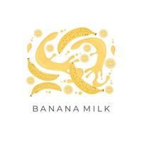 banaan smaak vers melk plons illustratie logo vector