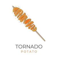 Koreaans straat voedsel illustratie logo hweori gaja spiraal aardappel of pittig tornado aardappel vector