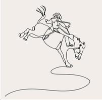 minimalistische cowboy lijn kunst, paard rijder lasso, gemakkelijk te paard schetsen, Texas rijden tekening, wild west westers, rodeo vector
