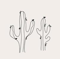 minimalistische cactus lijn kunst, gemakkelijk sappig, schets tekening, vector illustratie, bloem schetsen, toetje flora