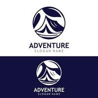 avontuur natuur logo ontwerp beeld reizen en buitenshuis camping avonturiers, klimmers sjabloon vector