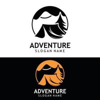 avontuur natuur logo ontwerp beeld reizen en buitenshuis camping avonturiers, klimmers sjabloon vector
