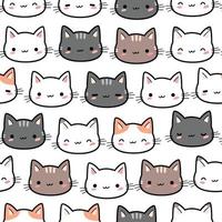 schattige kat kitten hoofd cartoon doodle naadloze patroon vector