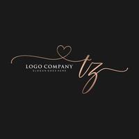 eerste tz vrouwelijk logo collecties sjabloon. handschrift logo van eerste handtekening, bruiloft, mode, juwelen, boetiek, bloemen en botanisch met creatief sjabloon voor ieder bedrijf of bedrijf. vector