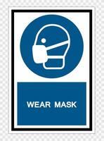 draag masker symbool teken isoleren op transparante achtergrond, vectorillustratie vector