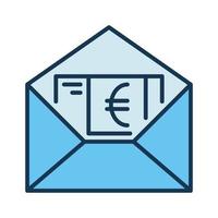 Open envelop met euro contant geld vector EU financiën concept gekleurde icoon