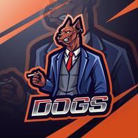 honden baas esport mascotte logo vector