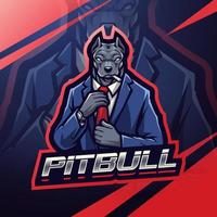 pitbull baas esport mascotte logo vector