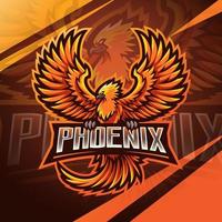 phoenix esport mascotte logo ontwerp vector