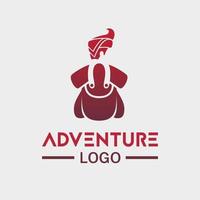 backpacker logo met rugzak visie en personen hoofd van achter vector