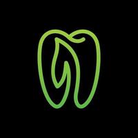 tandheelkundig blad natuur lijn eenvoud creatief logo vector