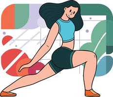 gezond geschiktheid meisje aan het doen aerobics in de Sportschool illustratie in tekening stijl vector