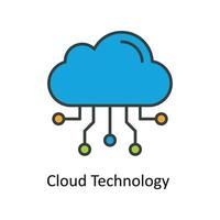 wolk technologie vector vullen schets pictogrammen. gemakkelijk voorraad illustratie voorraad