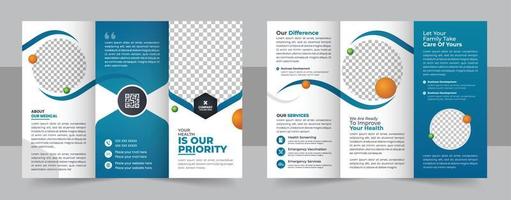 medisch kliniek drievoud brochure lay-out, medisch of gezondheidszorg drievoud brochure sjabloon vector