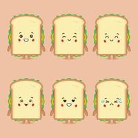 schattig sandwichkarakter met uitdrukking vector