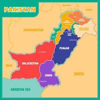 Pakistan kleurrijk kaart met schets vector