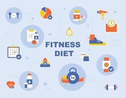 fitness pictogram poster. platte ontwerpstijl minimale vectorillustratie. vector