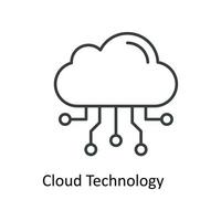 wolk technologie vector schets pictogrammen. gemakkelijk voorraad illustratie voorraad