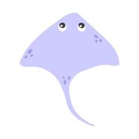 vector schattig tekenfilm Purper pijlstaartrog in vlak stijl. illustratie van zee dier karakter
