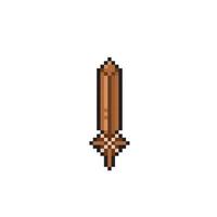 houten zwaard in pixel kunst stijl vector