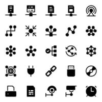 glyph pictogrammen voor netwerk technologie. vector