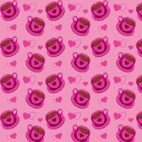 naadloos patroon met roze koffie cups en harten Aan een roze achtergrond. vector illustratie