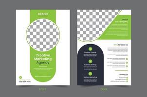 creatief zakelijke bedrijf folder sjabloon ontwerp. 2 zijdig brochure poster brochure vector illustrator. voor marketing, reclame maken, Promotie, bedrijf voorstel, jaar- rapport, boek omslag, onderwijs