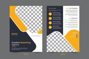 creatief zakelijke bedrijf folder sjabloon ontwerp. 2 zijdig brochure poster brochure vector illustrator. voor marketing, Promotie, reclame maken, bedrijf voorstel, jaar- rapport, boek omslag, onderwijs