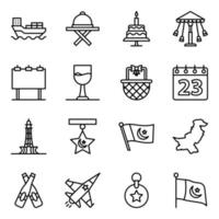 Pakistaanse culturele en evenementen elementen icon set vector