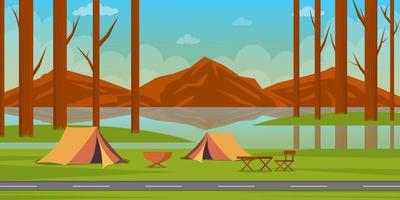 zomer camping achtergrond landschap vector