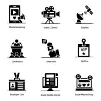 moderne media en nieuws elementen icon set vector