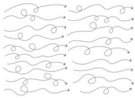 hand- getrokken stippel pijl vorm geven aan. gebogen pijl lijn. pijl icoon verzameling. vector illustratie geïsoleerd Aan wit achtergrond