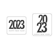 2023 etiketten. reeks van 2023 gelukkig nieuw jaar logo tekst ontwerp. 2023 aantal ontwerp. verzameling van 2023 gelukkig nieuw jaar symbolen. vector etiketten voor nieuw jaar symbolen.