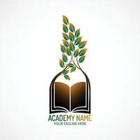 natuurlijk academie logo sjabloon, boek logo vector. vector