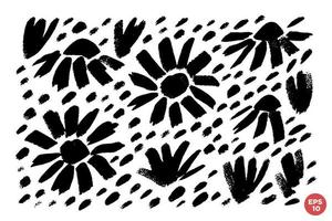 vector reeks van inkt tekening wild bloemen, monochroom artistiek botanisch illustratie, geïsoleerd bloemen elementen, hand- getrokken illustratie.