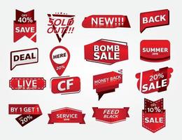 set van rode banner promotie tag ontwerp voor marketing vector
