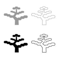 bonsai boom Japans reeks icoon grijs zwart kleur vector illustratie beeld solide vullen schets contour lijn dun vlak stijl