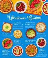 oekraïens keuken menu, voedsel voor lunch en avondeten vector
