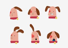 Schattige hond Puppy hoofd emotie Vector vlakke afbeelding