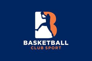 eerste brief b basketbal logo icoon. mand bal logotype symbool. vector