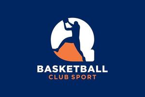 eerste brief q basketbal logo icoon. mand bal logotype symbool. vector